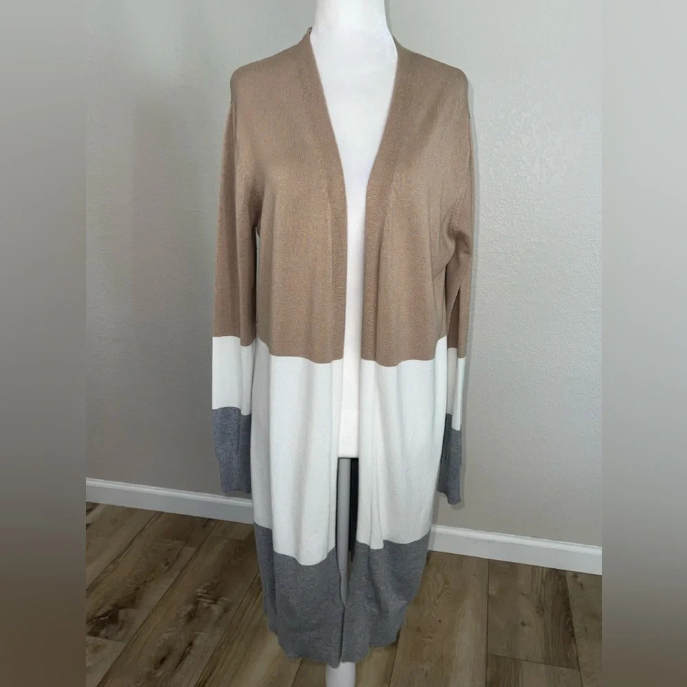 NWOT womens Long khaki Cardigan